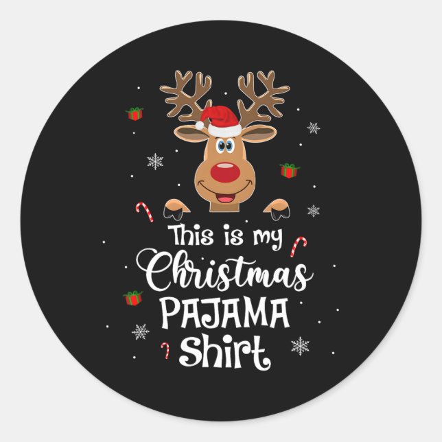 Pegatina Redonda Estos son mis Navidades Navidades Pajama Divertido (Anverso)