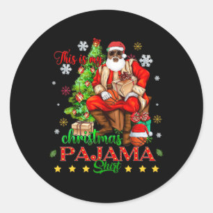Pegatina Redonda Estos son mis Navidades Pajama Black African