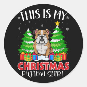 Pegatina Redonda Estos son mis Navidades Pajama English Bulldog Xma