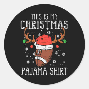 Pegatina Redonda Estos son mis Navidades Pajama Football Xmas Sport