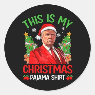 Pegatina Redonda Estos son mis Navidades Pajama Funny Trump Xmas Pj