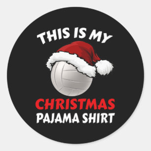 Pegatina Redonda Estos son mis Navidades Pajama Funny Volleyball Xm