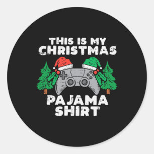 Pegatina Redonda Estos son mis Navidades Pajama Video Games Boys Me