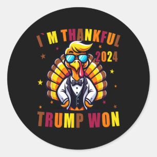 Pegatina Redonda Estoy agradecido de que Trump ganara 2024. Gracias