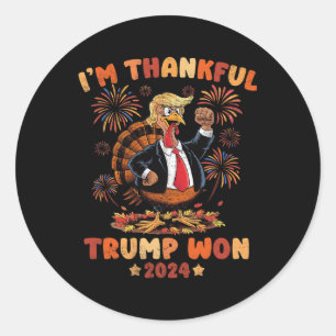 Pegatina Redonda Estoy agradecido de que Trump ganara 2024. Gracias