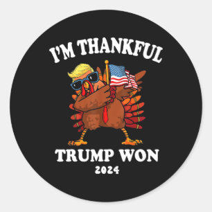Pegatina Redonda Estoy agradecido de que Trump ganara el Día de Acc