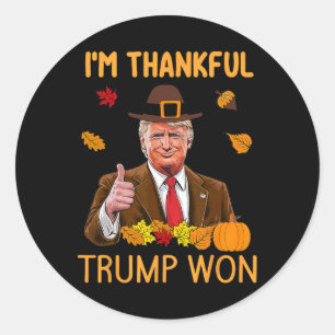 Pegatina Redonda Estoy agradecido de que Trump ganara gracias a Tur
