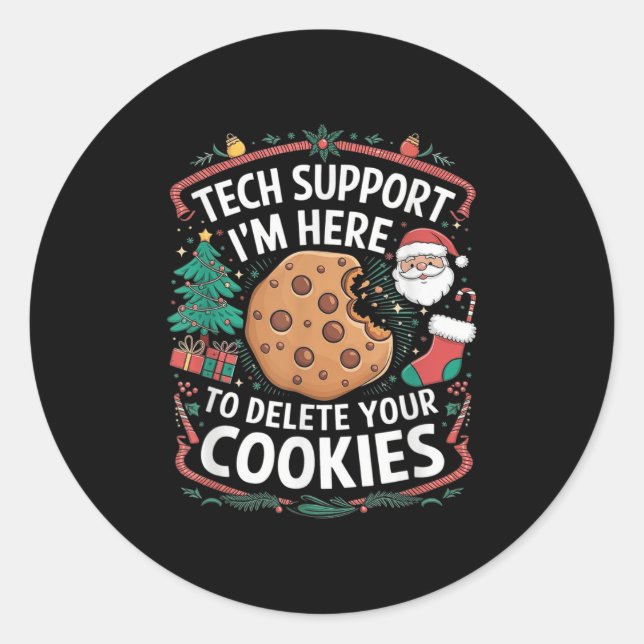 Pegatina Redonda Estoy aquí para borrar tus cookies - Navidades div (Anverso)