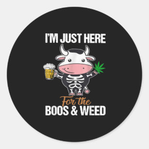 Pegatina Redonda Estoy Aquí Para El Regalo De Boos Y Vacas De Mala.