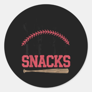 Pegatina Redonda Estoy Aquí Para Los Aperitivos Del Béisbol Pequeño