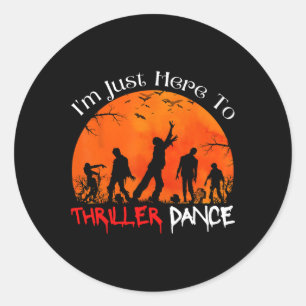 Pegatina Redonda Estoy aquí para Thriller Dance Zombie Dancing Moo