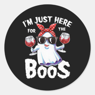 Pegatina Redonda Estoy Aquí Por El Fantasma De Halloween De Boos