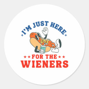 Pegatina Redonda Estoy aquí por el Wieners Hot Dog Patriotic 4t