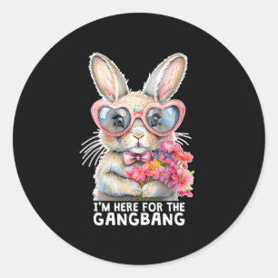 Pegatina Redonda Estoy aquí por la pascua inapropiada del Gangng