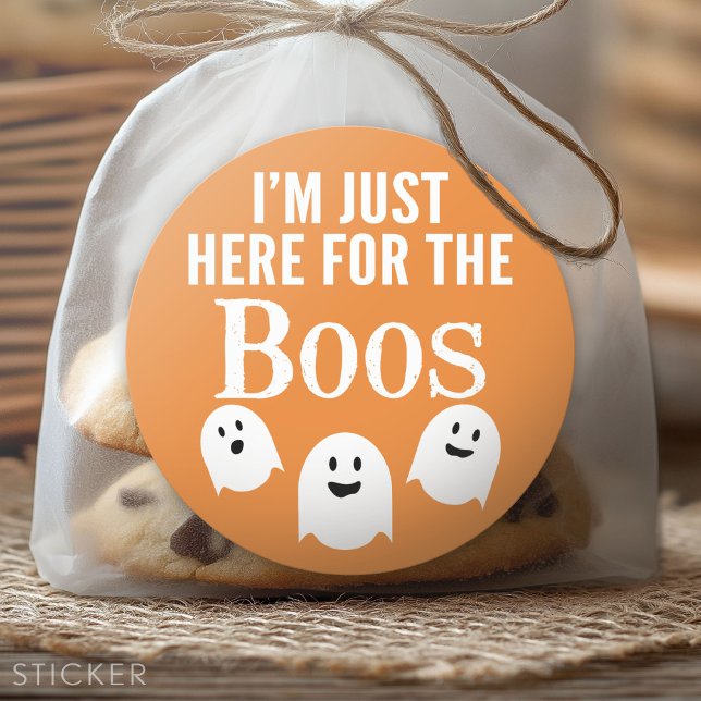 Pegatina Redonda Estoy aquí por los Boos - Funny Fiesta de Hallowee (Custom Sticker)