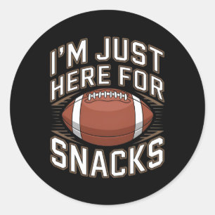 Pegatina Redonda Estoy Aquí Por Los Snacks Divertido Fútbol Para Fa