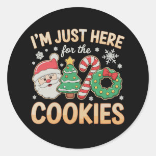 Pegatina Redonda Estoy Aquí Solo Por Las Galletas Navidad Xmas