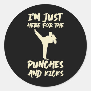 Pegatina Redonda Estoy Aquí Solo Por Los Puñetazos Kickboxing Kickb