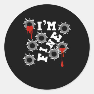 Pegatina Redonda Estoy bien Halloween Bloolet Holes Humor Horr
