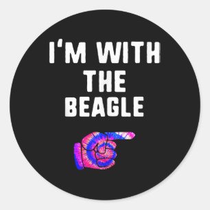 Pegatina Redonda Estoy Con Beagle Tie Dye Halloween Perro Lover Reg
