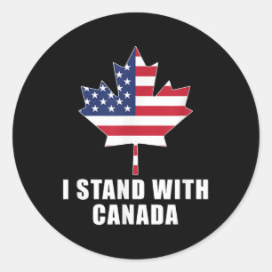 Pegatina Redonda Estoy con Canadá América Bandera Canadiense T-sh