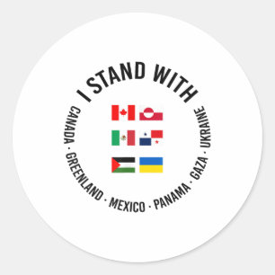 Pegatina Redonda Estoy con Canadá Groenlandia México Panamá Gaza U