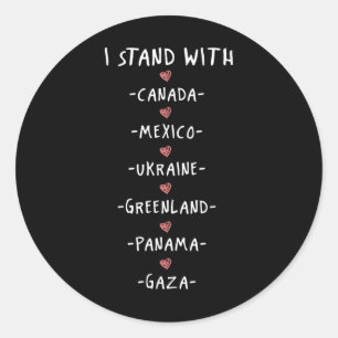 Pegatina Redonda Estoy con Canadá México Ucrania Panam de Groenland