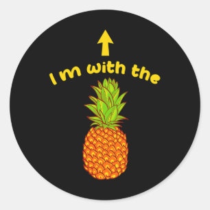 Pegatina Redonda Estoy con el cerillo sarcástico de piña