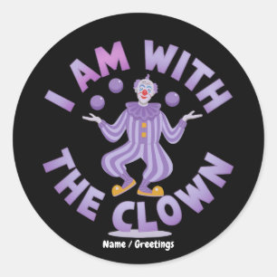 Pegatina Redonda Estoy Con El Payaso De Morado Juggling Gráfico