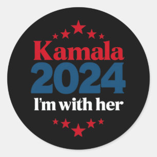 Pegatina Redonda Estoy Con Ella Kamala Vota Por Kamala Presidenta 2