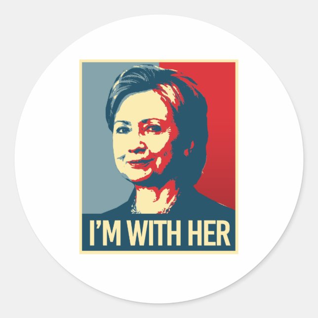 Pegatina Redonda estoy con hillary poster - - (Anverso)