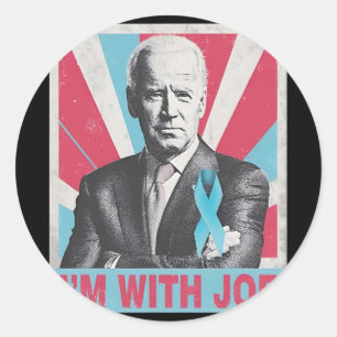 Pegatina Redonda Estoy con Joe Support Joe Biden Fight Against Pros