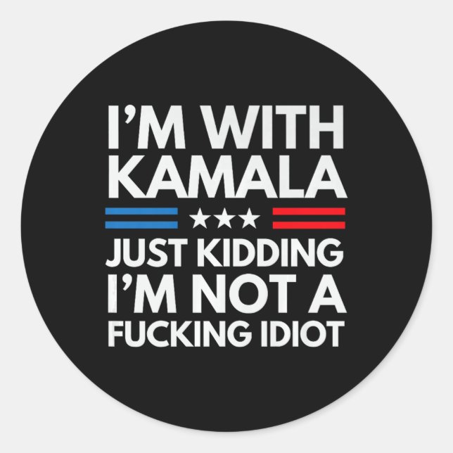 Pegatina Redonda Estoy con Kamala simplemente secuestrándome, no so (Anverso)