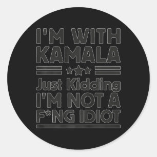 Pegatina Redonda Estoy con Kamala, solo estoy secuestrando, no soy