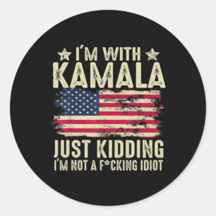 Pegatina Redonda Estoy con Kamala solo secuestrando no es una elecc