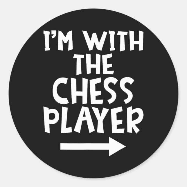 Pegatina Redonda Estoy con la Hallowee de la Pareja de Ajedrez (Anverso)