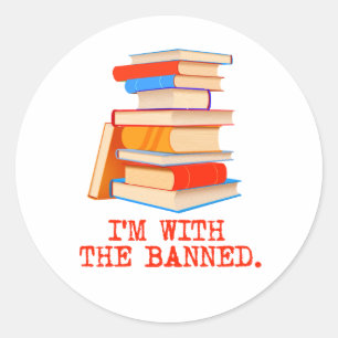 Pegatina Redonda Estoy con los libros prohibidos