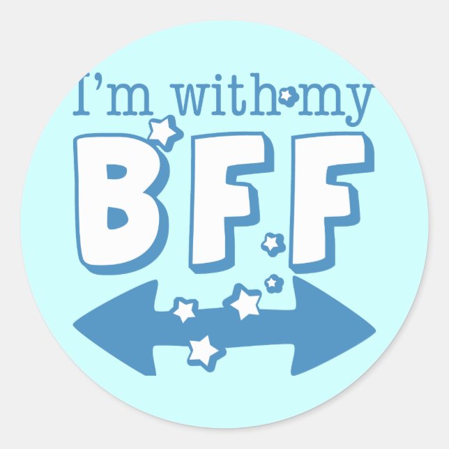 Pegatina Redonda Estoy con My BFF (doble flecha) (Anverso)