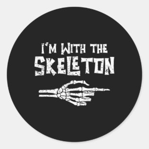 Pegatina Redonda Estoy con Skeleton Matching Couple Easy Costume Ha