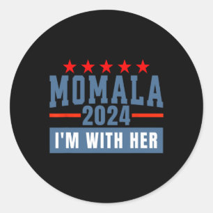 Pegatina Redonda Estoy con su Momala por Kamala Harris 47° presiden