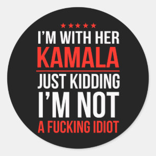 Pegatina Redonda Estoy con su presidente de Kamala, Kamala Harris W