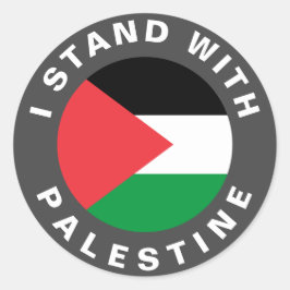 Pegatina Redonda Estoy de pie con la bandera palestina personalizad