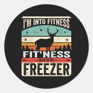 Pegatina Redonda Estoy en el gimnasio Deer Freezer Funny Dad Hunter