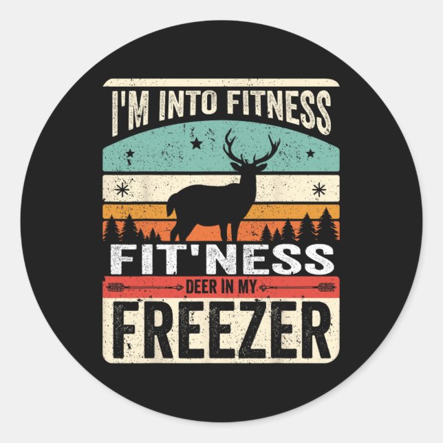 Pegatina Redonda Estoy en el gimnasio Deer Freezer Funny Dad Hunter (Anverso)