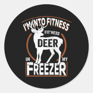Pegatina Redonda Estoy en el gimnasio Deer Freezer Funny Dad Hunter