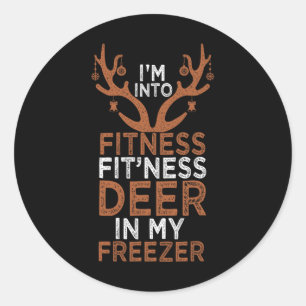 Pegatina Redonda Estoy en el gimnasio Deer Freezer Funny Hunter Dad