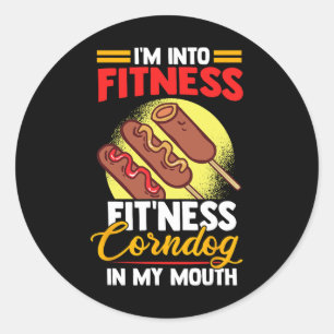 Pegatina Redonda Estoy en el gimnasio Fitness Fitness Corndog en mi