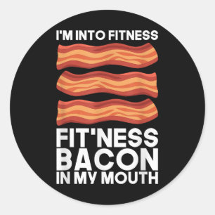 Pegatina Redonda Estoy En Fitness Bacon En Mi Boca Camiseta Bbq Car