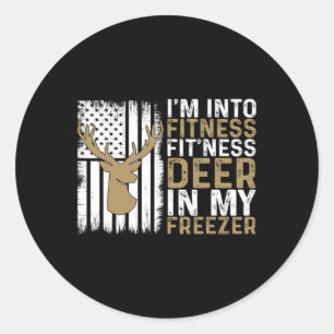 Pegatina Redonda Estoy en Fitness Fitness Deer en mi Deer congelado