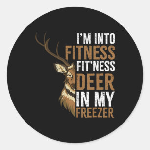 Pegatina Redonda Estoy en Fitness Fitness Deer en mi Freezer Huntin
